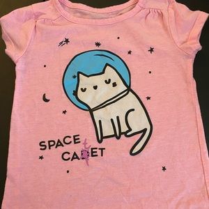 Pink Glittery Space Cat Astronaut Shirt, Size 3T